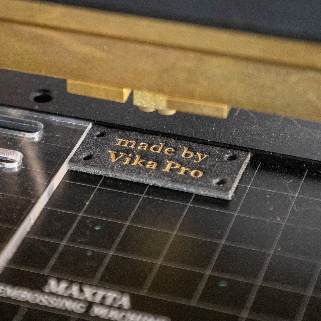 "made by" leather tags