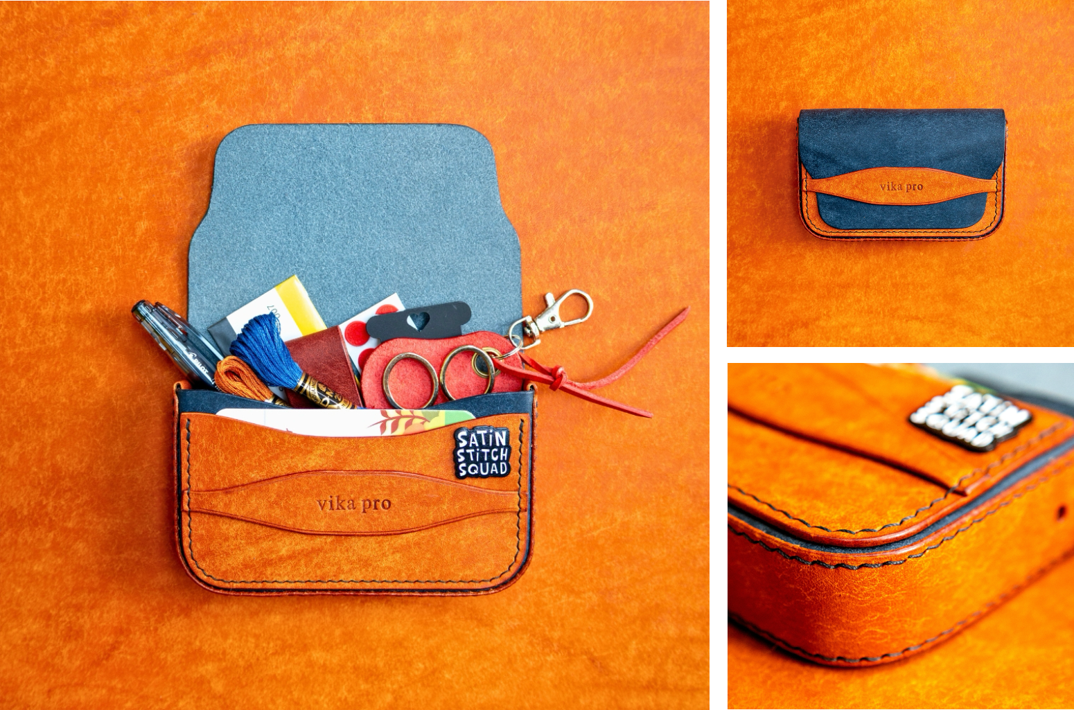 leather pouch for embroidery supplies